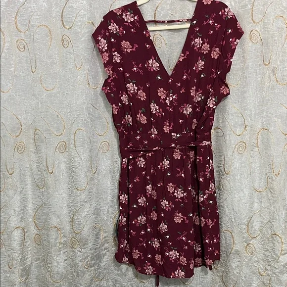 DR2 Burgundy Floral Wrap Dress - Picture 5 of 5